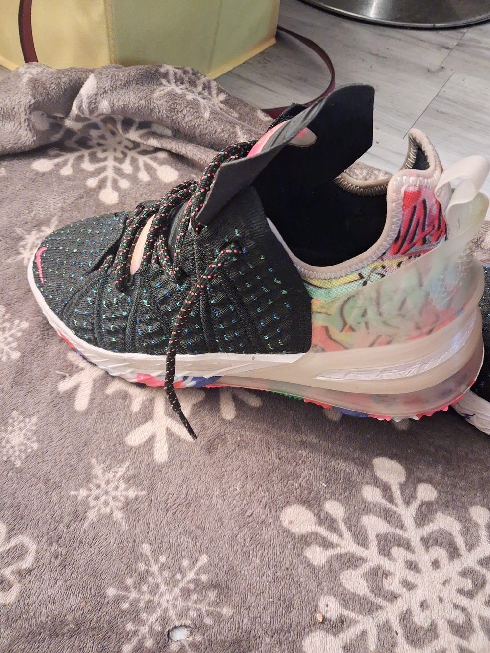 Lebron James Knit Sneaker - Black with Multicolor Accent Size 10